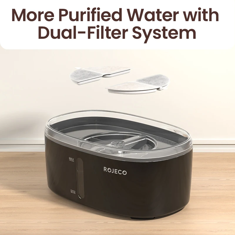 Robeco-fuente de agua Dual para gato y perro, dispensador automático de agua para 2 mascotas, bebedero inalámbrico inteligente con accesorios - imagen 3