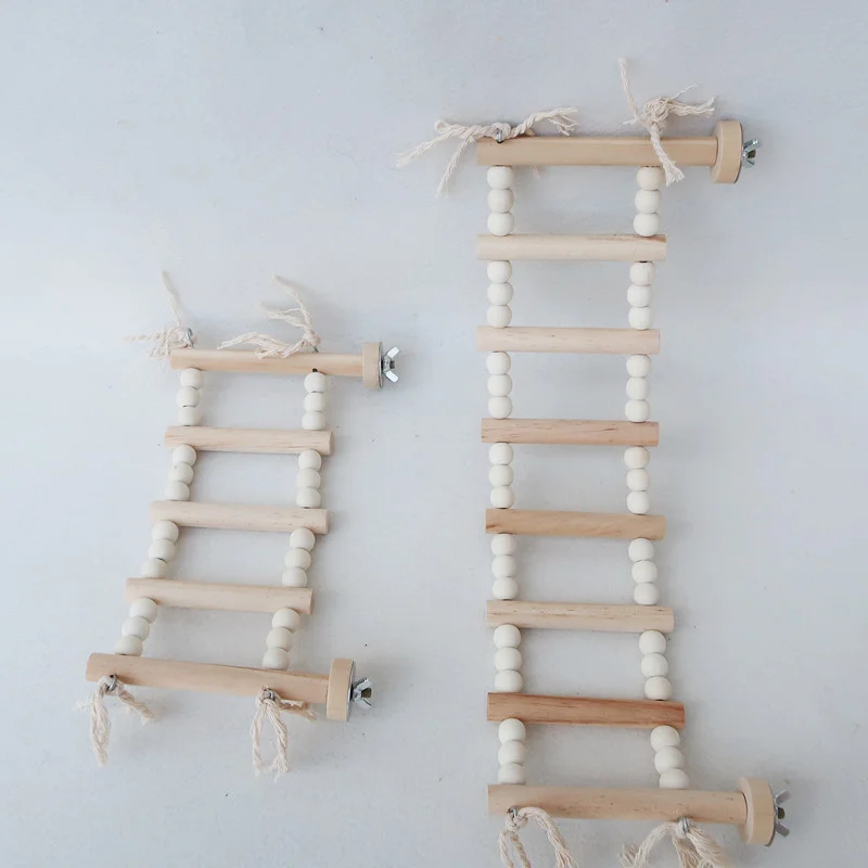 Escalera de madera de 5/8 escalones para mascotas, juguete interactivo para loros y pájaros, jaula para hámster, palo de molienda divertido, juguete de escalada, accesorios para pájaros - imagen 4