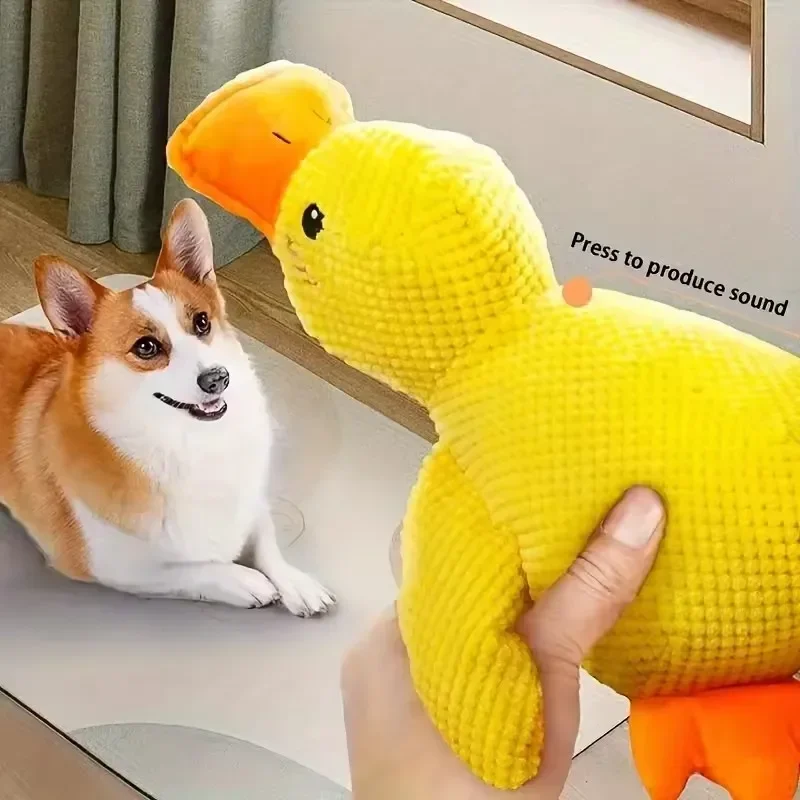 Juguete de peluche para mascotas, pato calmante, pato relleno, juguetes para masticar, juguete duradero chirriante para limpieza de dientes de mascotas, juguete para masticar, suministros para mascotas - imagen 4