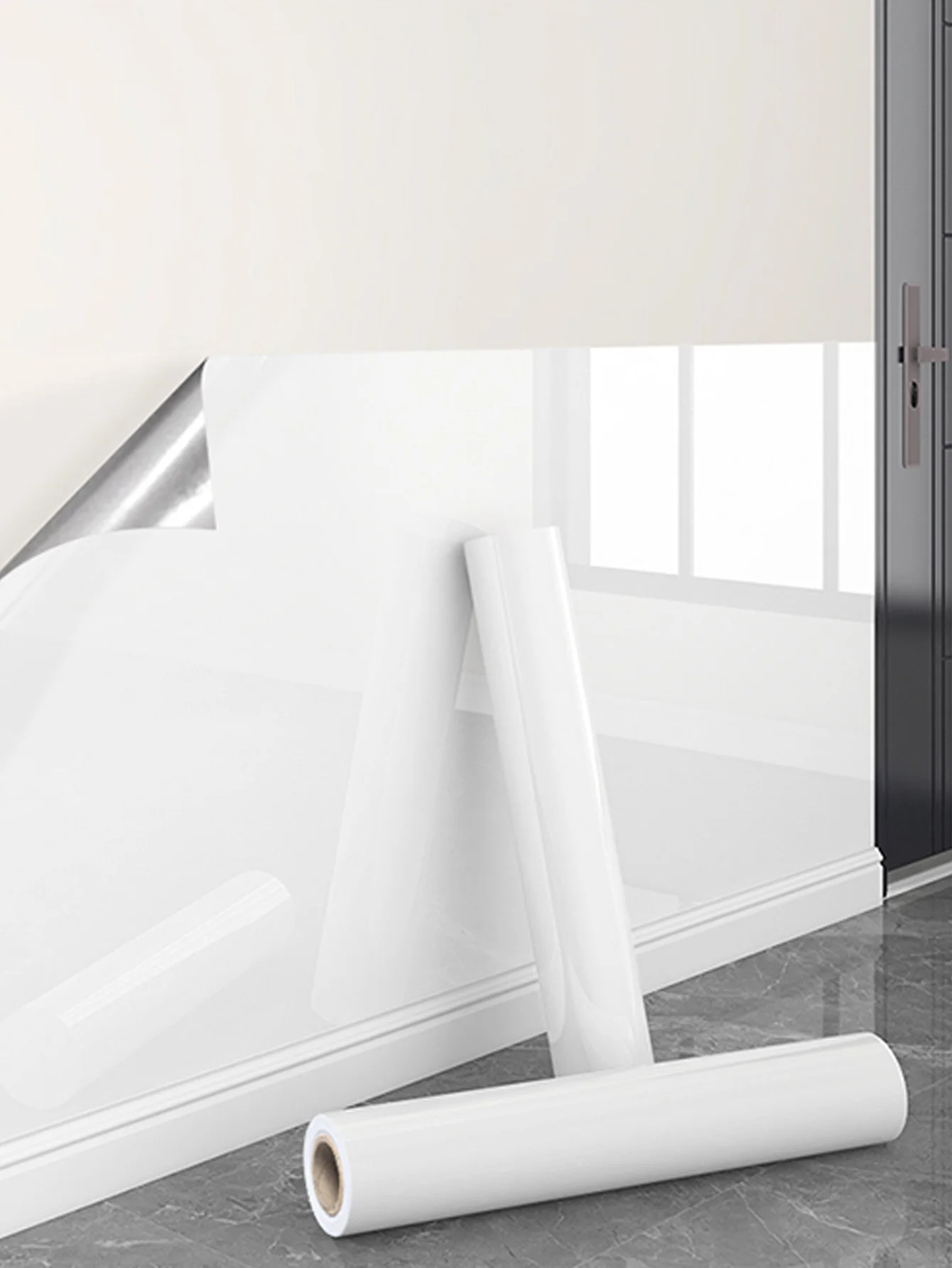 1 rollo de papel pintado autoadhesivo blanco brillante, material de PVC impermeable y resistente al aceite, antiincrustante, adecuado para renovación de habitaciones de alquiler, cocina, dormitorio, renovación de salas de estar y renovación de muebles, muy adecuado para renovación del hogar - imagen 2