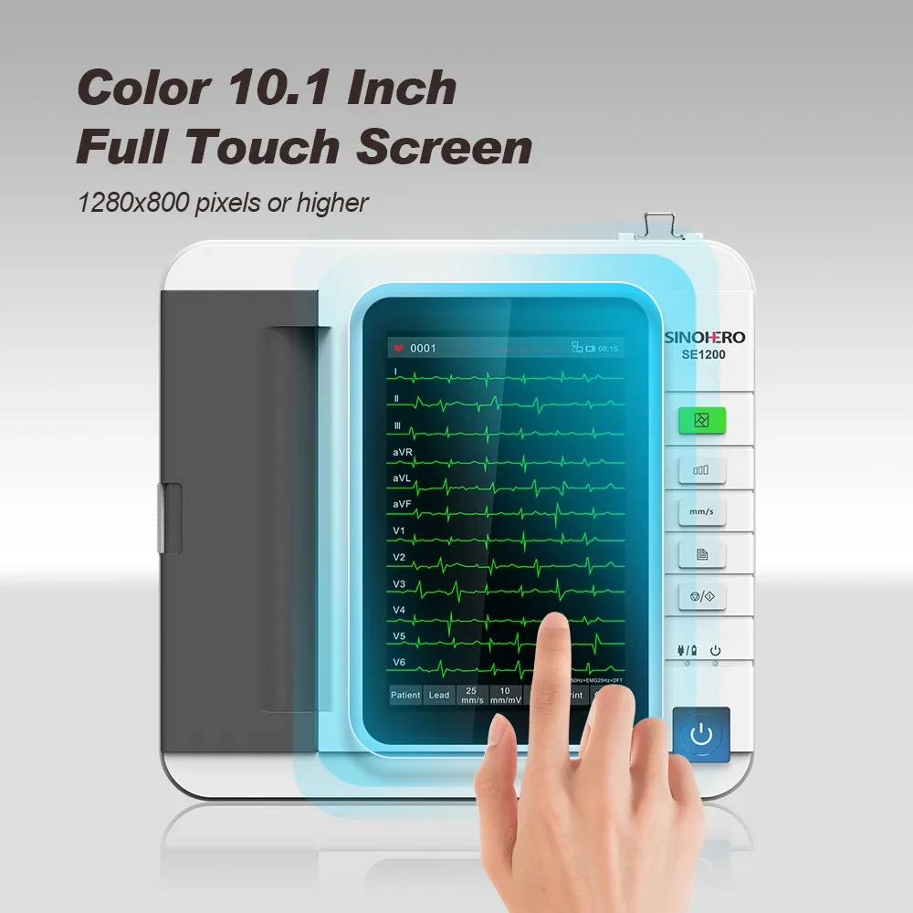 SE1200 Máquina de ECG electrocardiógrafo de 12 canales y 12 derivaciones con pantalla táctil de 10,1 pulgadas con impresión térmica - imagen 4
