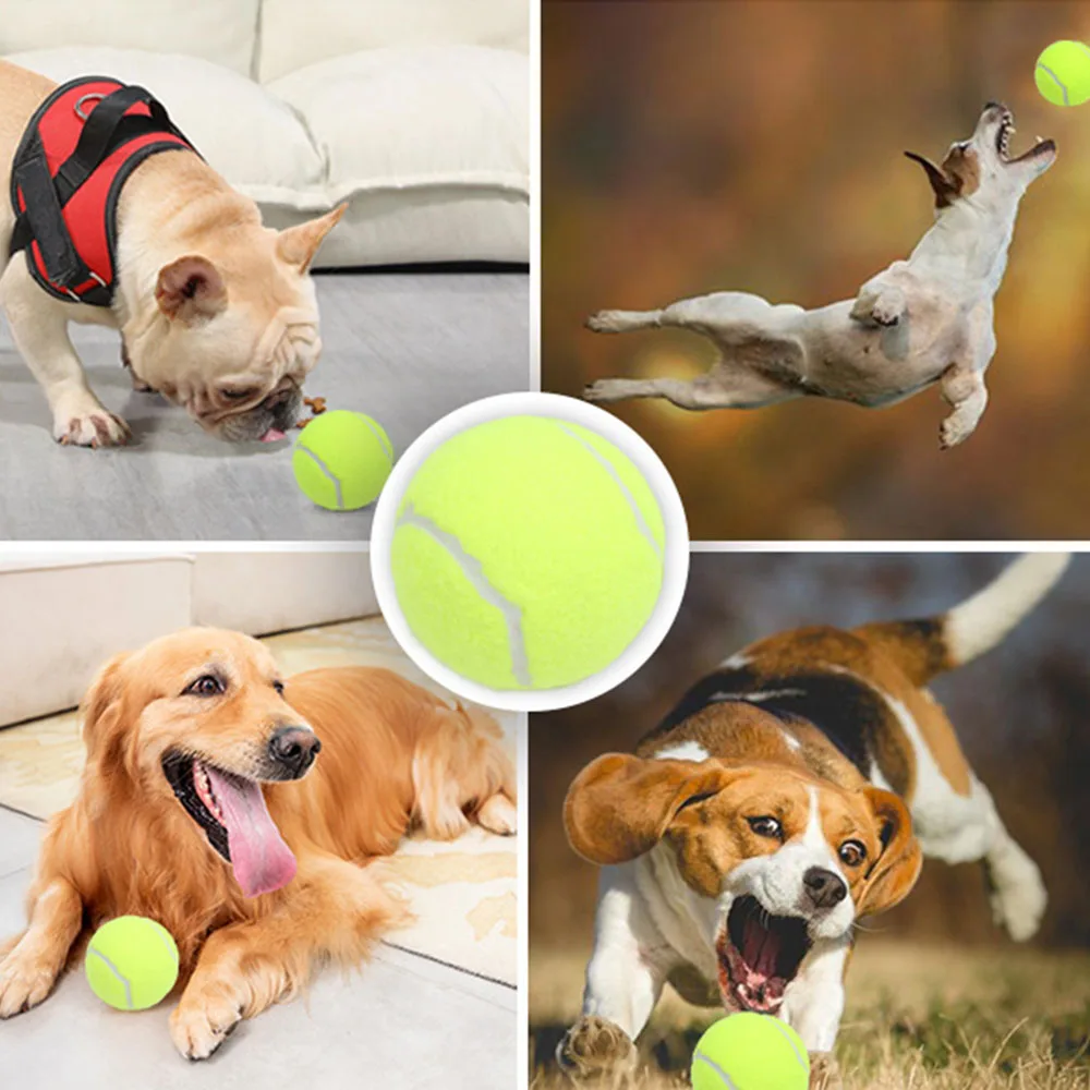Pelota de tenis elástica de juguete para perros, juguete de goma resistente a masticar para mascotas para entrenar, juguete duradero para masticar cachorros,