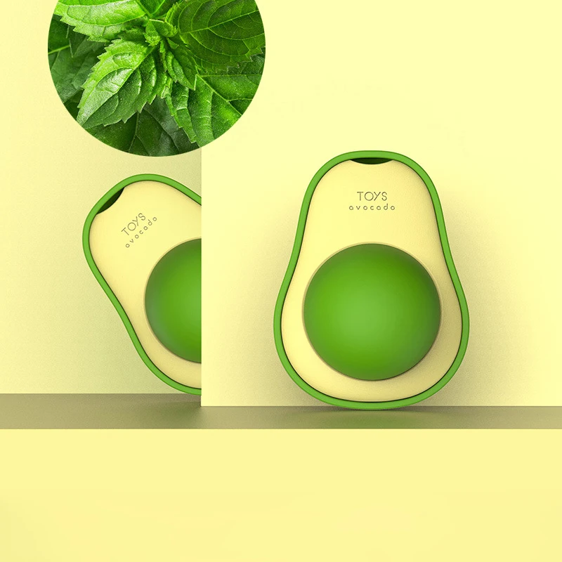 Bola de hierba gatera de aguacate, juguete giratorio para mascotas, bola de menta, adhesivo de pared, aperitivos para gatos, suministros de limpieza de dientes de mascota de dibujos animados - imagen 4