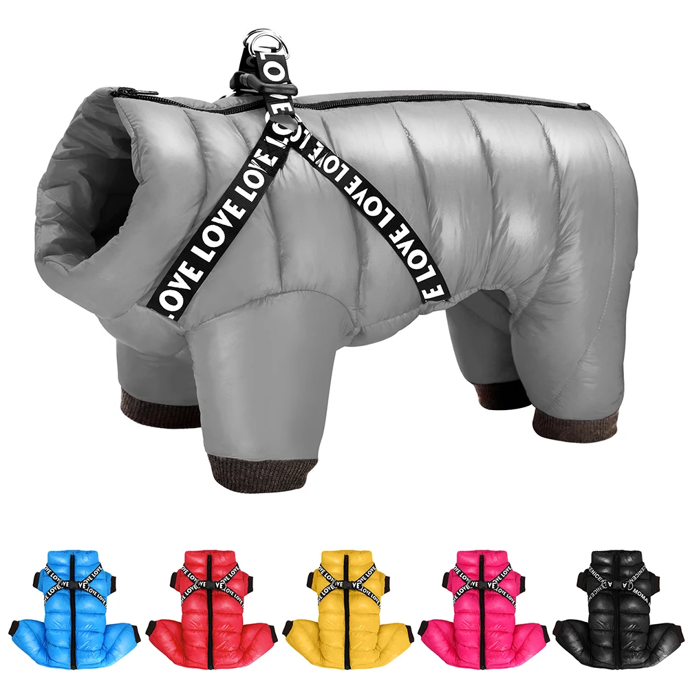 Ropa calida invierno perros arnés abrigo grueso algodón perros chaqueta plumón ropa mascotas traje perros pequeños medianos chihuahua