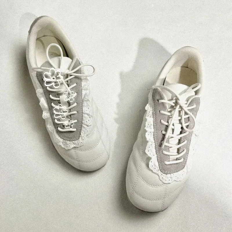 Zapatos Deqin de fondo plano para mujer, versión de cuero, zapatos deportivos con cordones, suela de goma, calzado alto para adultos - imagen 4