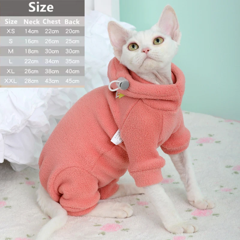 Nueva ropa para gatos con capucha, traje deportivo cálido de invierno, sudaderas con capucha para gatos Sphynx, jersey, ropa de lana esfinge, suministros para gatos - imagen 5