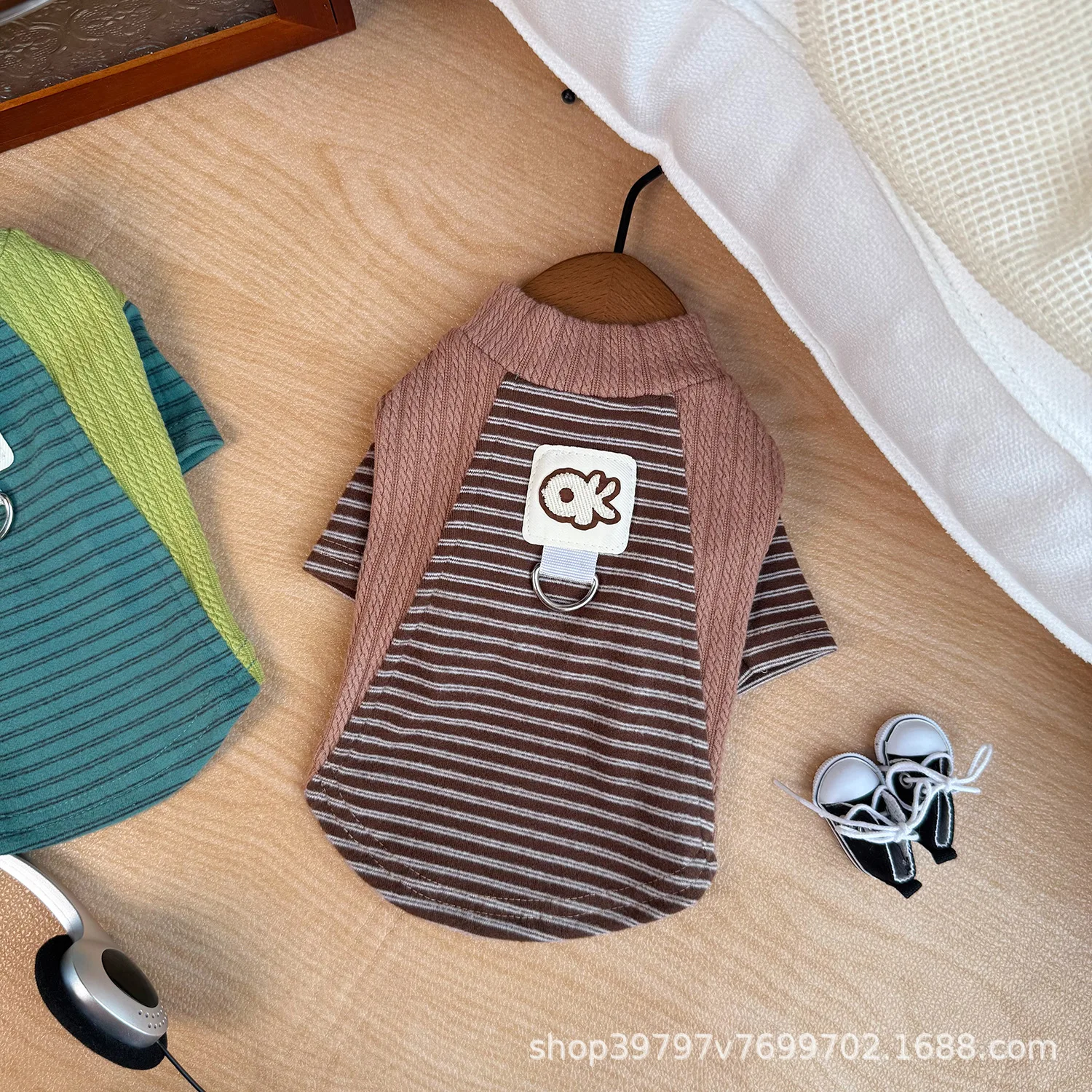 Camiseta a rayas de otoño e invierno para mascotas, camisa Base para perros y gatos, chaleco cálido para mascotas, ropa para cachorros, ropa para perros pequeños - imagen 2