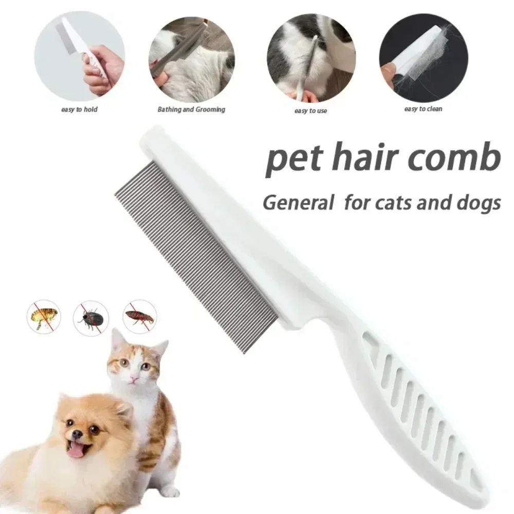 Peine de pulgas de acero inoxidable para el cuidado de mascotas, cepillo de pelo para perros y gatos, eliminación de pulgas, peine de masaje, accesorios de herramientas portátiles para mascotas