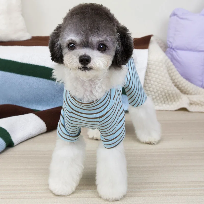 Pijamas de tiras monos de invierno azul marrón ropa para mascotas para perros pequeños medianos Shih Tzu Yorkie cachorro mono mono disfraces XXL - imagen 4