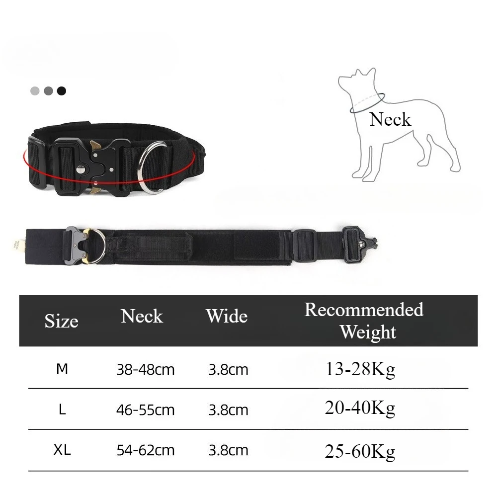Collar táctico ajustable resistente para perros grandes - imagen 2