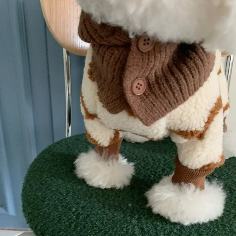 Gorros cálidos para cachorros Ins para mascotas, Jersey, gorro de invierno, suéter decorativo para perros y gatos, ropa de Navidad, accesorios para Bulldog Francés - imagen 2