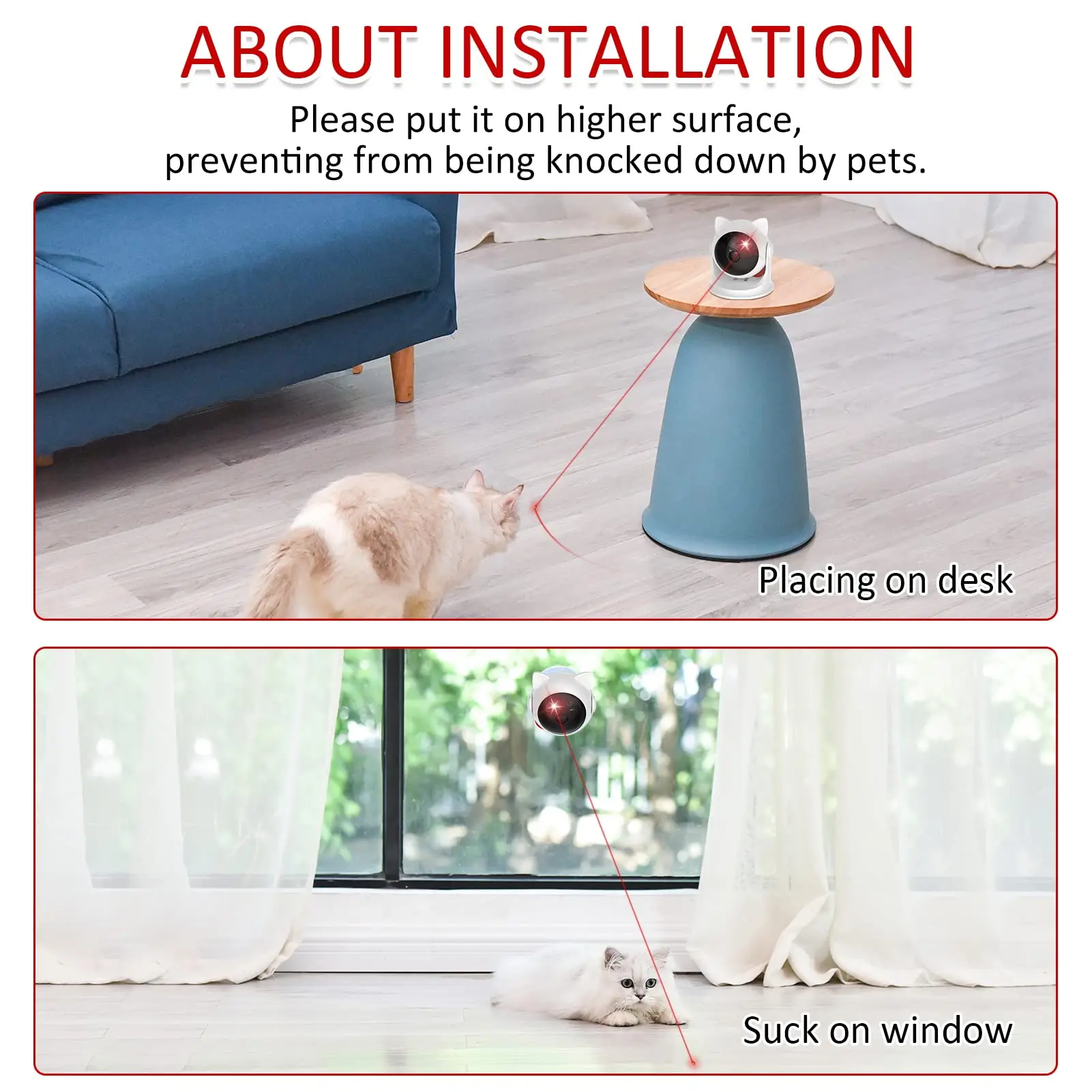 Juguete láser automático para gatos, juguetes interactivos activados al azar con movimiento recargable para gatos de interior/perros/Kittne, modo lento y rápido - imagen 4