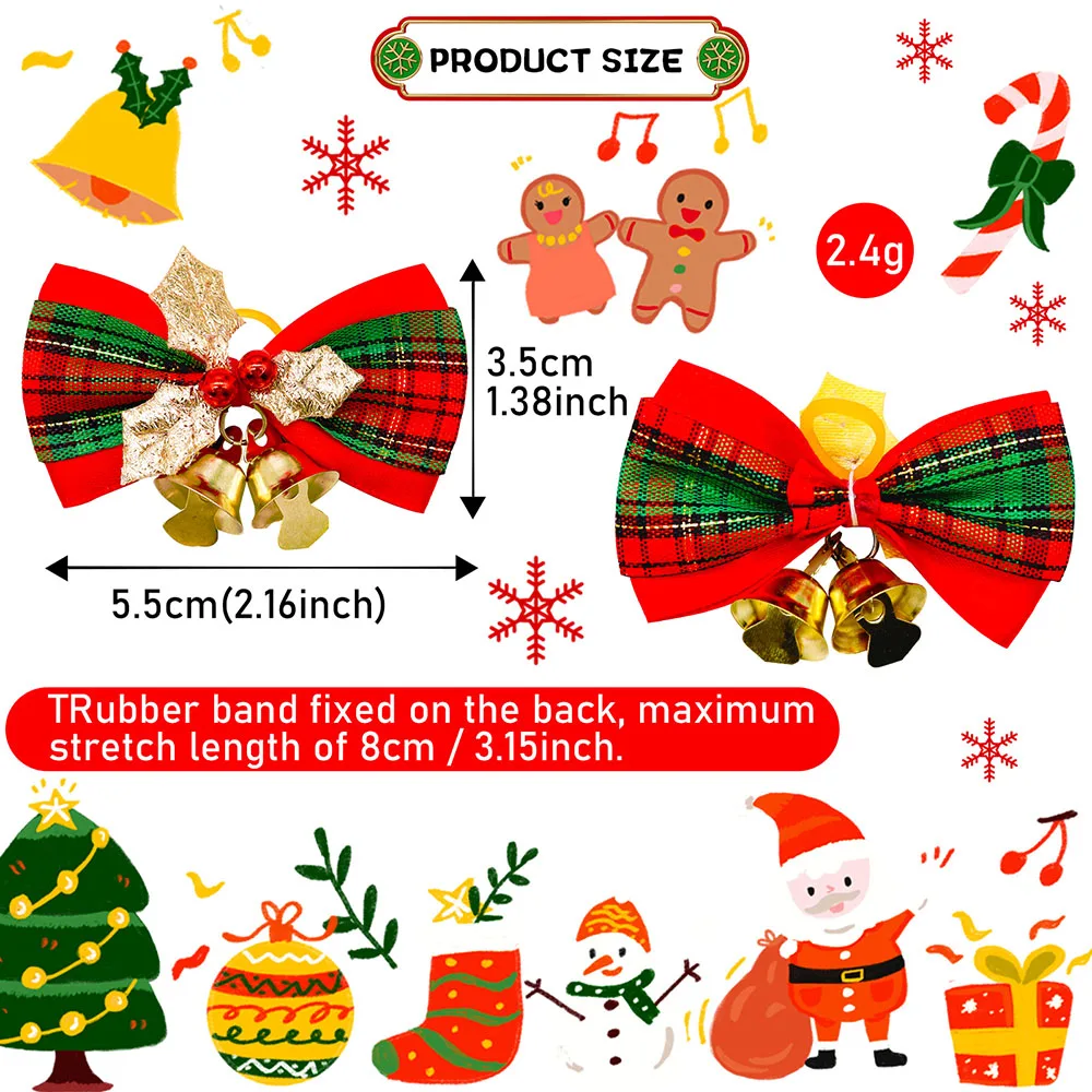 50/100 Uds. Lazos navideños para perros y gatos, lazos para el pelo con campana para DOgs, accesorios navideños para el cabello, accesorios para el cuidado de perros y mascotas - imagen 4
