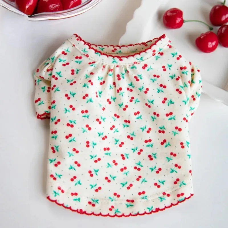 Lindo mascota invierno cereza Basecoat perro hogar lindo cereza ropa para mascotas camiseta para perros ropa para mascotas ropa de peluche ropa de diseñador para cachorros - imagen 5