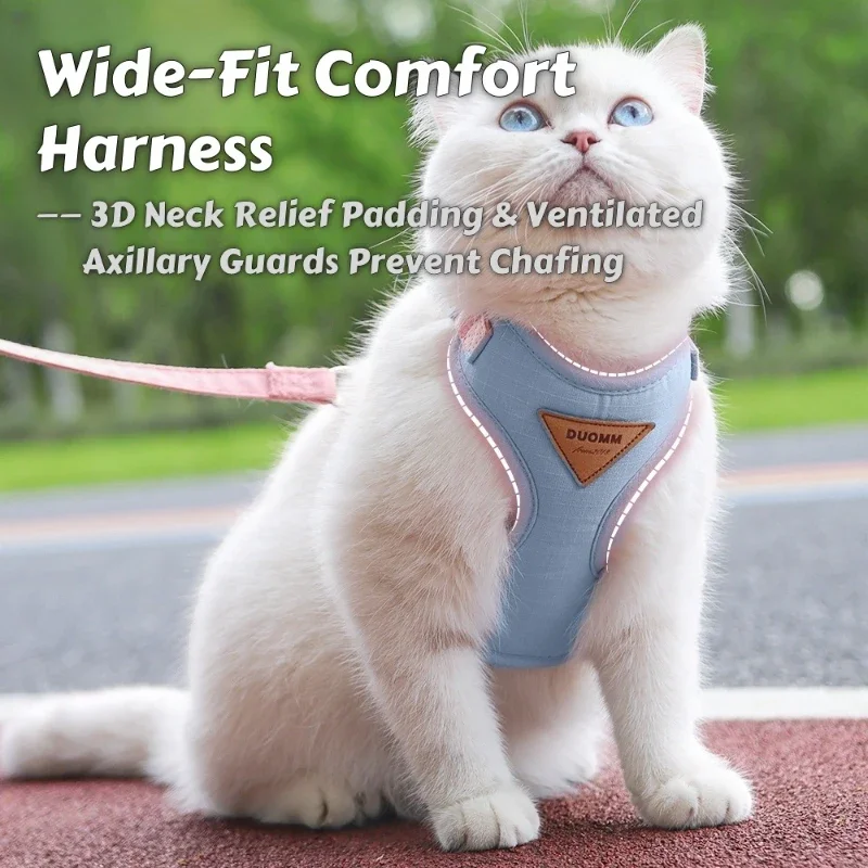 Conjunto de arnés y correa para gatos a prueba de escape: chaleco ajustable con insignia de cuero y malla transpirable para caminar al aire libre de gatitos/cachorros - imagen 4
