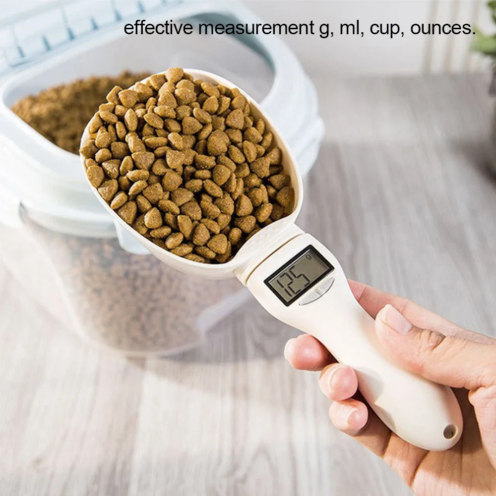 Báscula de comida para gatos, taza electrónica LCD para pesar alimentos para perros, cuchara medidora de precisión para alimentación de mascotas, alimentador para gatos con pantalla Digital - imagen 2
