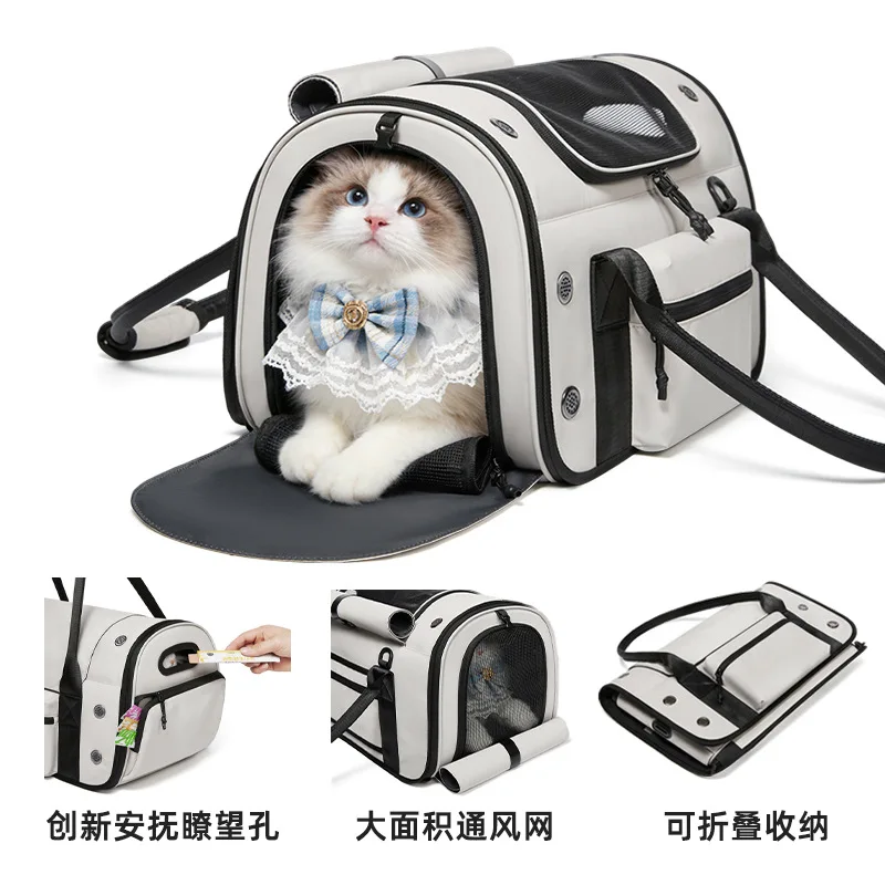 Bolsa de transporte para gatos gran capacidad transpirable bandolera - imagen 4