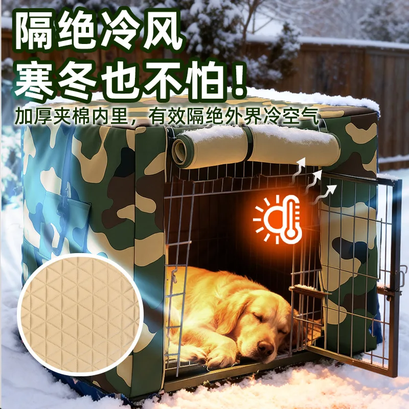Cubierta de tela Oxford cálida para invierno, jaula Universal plegable para perros y gatos, protector solar impermeable, cubierta gruesa para mascotas a prueba de polvo - imagen 3