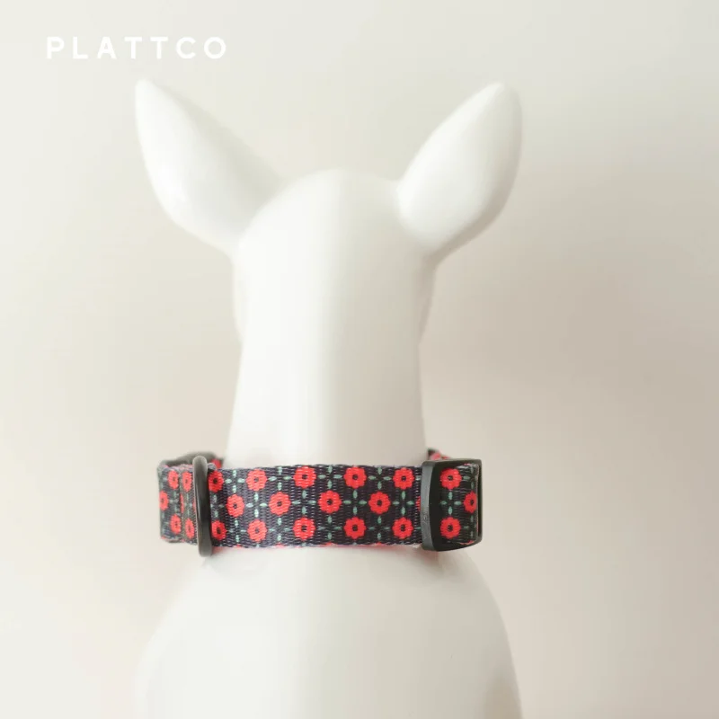 PLATTCO Collar grande, mediano y pequeño de diseño único con RED DAISY, plástico negro de alta calidad más hebilla de aleación de zinc, 5 tamaños PDC303 - imagen 4
