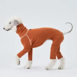 Camiseta interior café de algodón suave para Bellington Abrigo de primavera de cuatro patas para Little Greyhound Pijama naranja de cuello alto para perros medianos