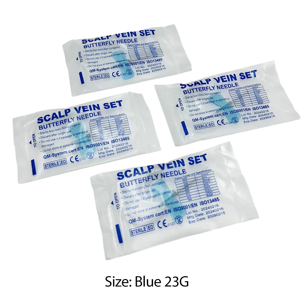 100 unids/lote aguja de infusión de sangre de mariposa desechable tipo ala doble aguja de infusión de sangre sala de cuidado de mascotas gato perros animales - imagen 3