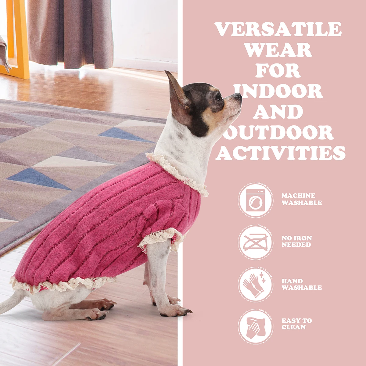 Chaleco de camisa Premium para perro, rayas anchas elegantes con ribete de encaje, artesanía Superior, perfecto para perros pequeños, medianos y grandes - imagen 5