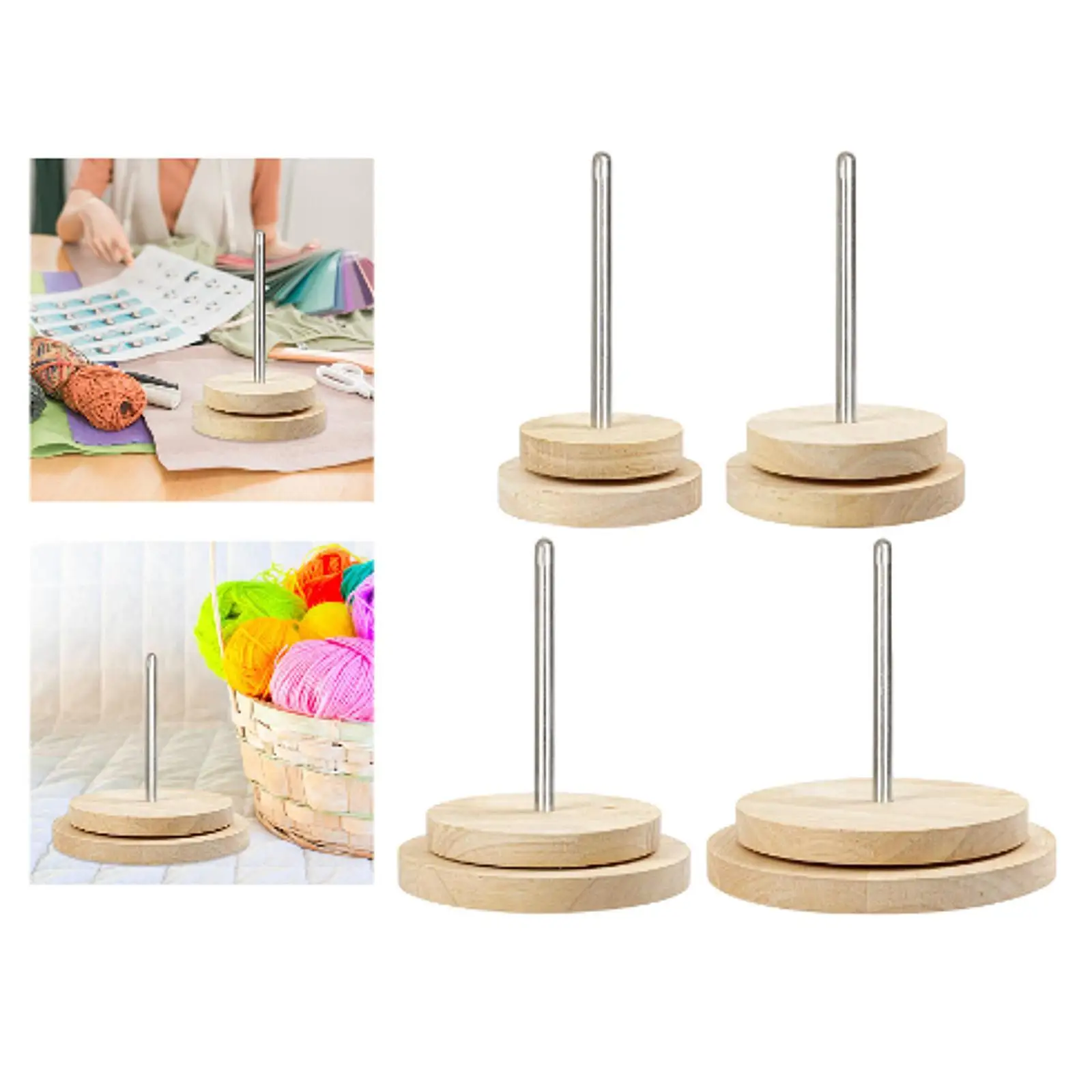 Wooden Yarn Ball Holder Rotating Yarn Ball Dispenser Stand Gift Spindle Sewing Yard Winding Thread Holder for String Balls