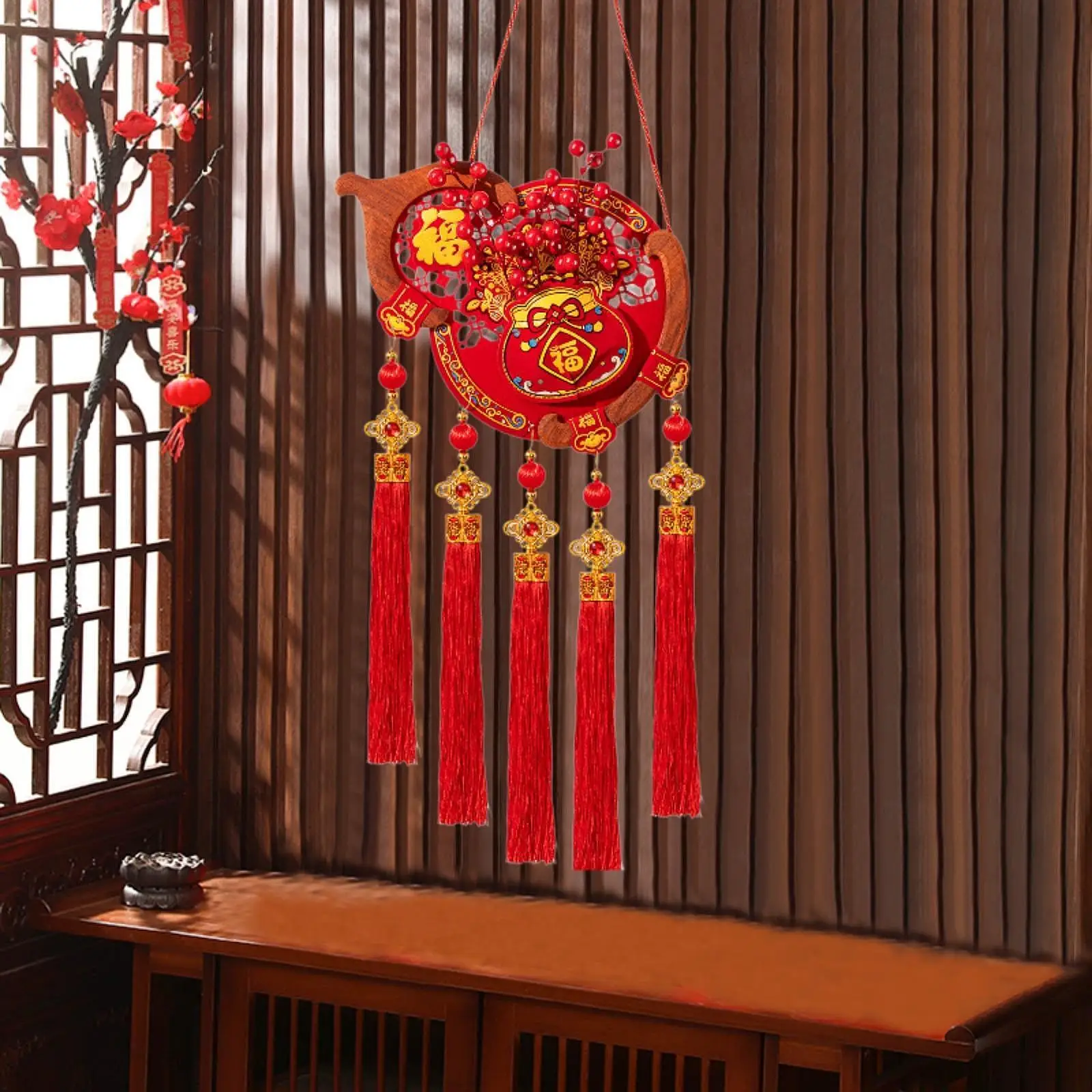 Decoración de Año Nuevo Chino, accesorio de fotografía ligero, decoración de fiesta, Festival de Primavera, colgante de personaje Fu para entrada de ventana, 2026 - imagen 4