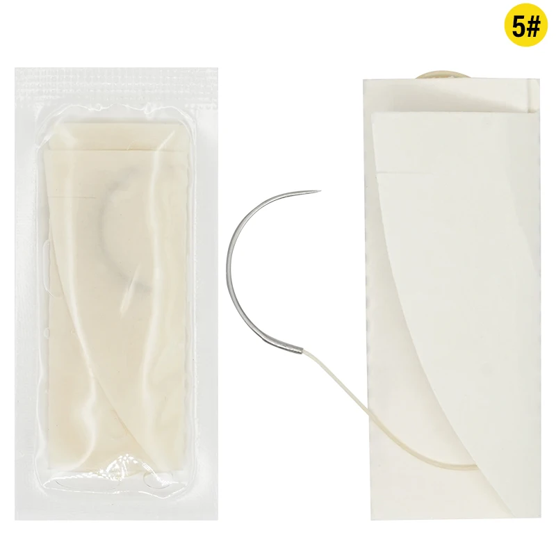 Juego de 1/2 hilos de sutura absorbibles, proteína veterinaria, aguja de acero inoxidable, colágeno, Catgut, cerdo, ganado, vaca, perro, conejo, caballo, Animal - imagen 5