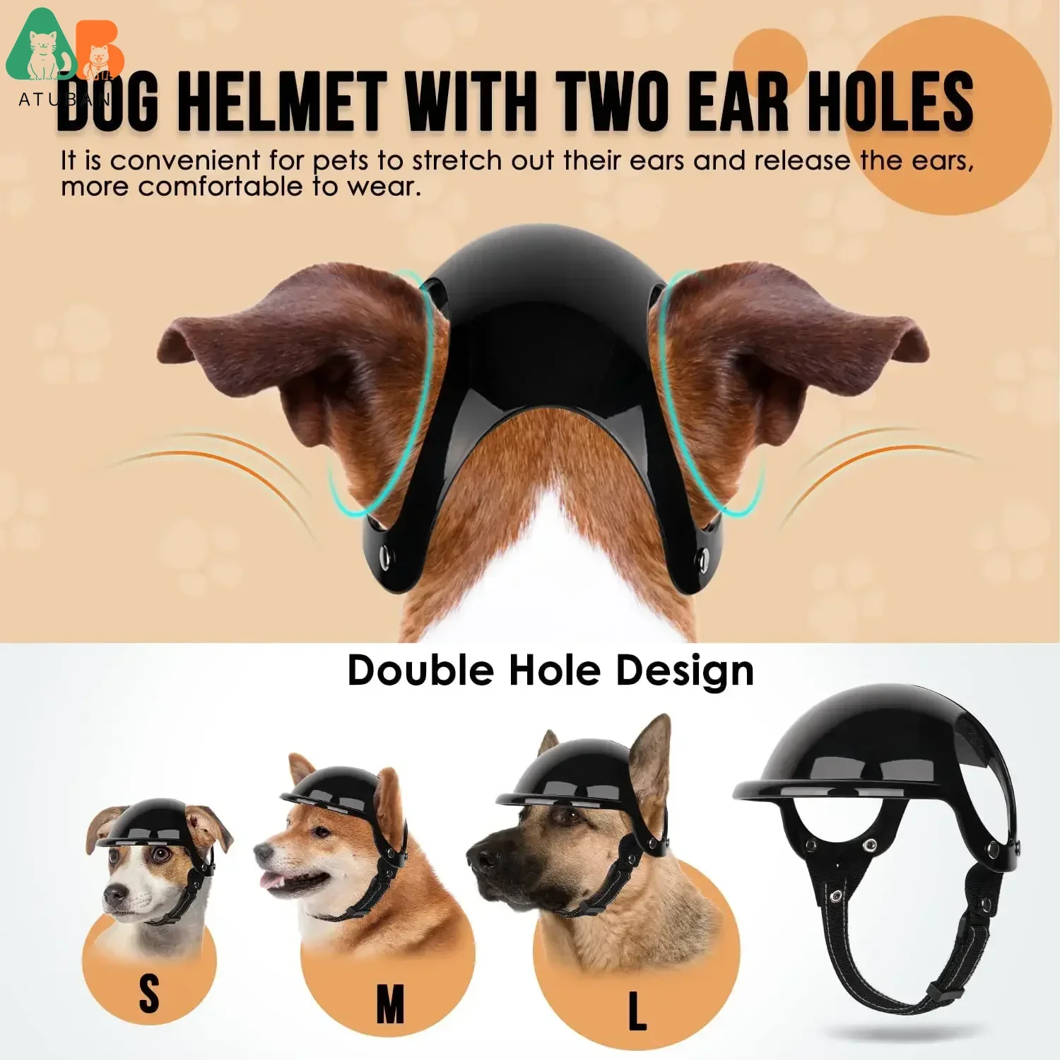 ATUBAN Casco y gafas para perros-Protección UV Gafas de sol para perros Gafas para perros Sombrero para mascotas Cascos de motocicleta Protección para cachorros - imagen 3