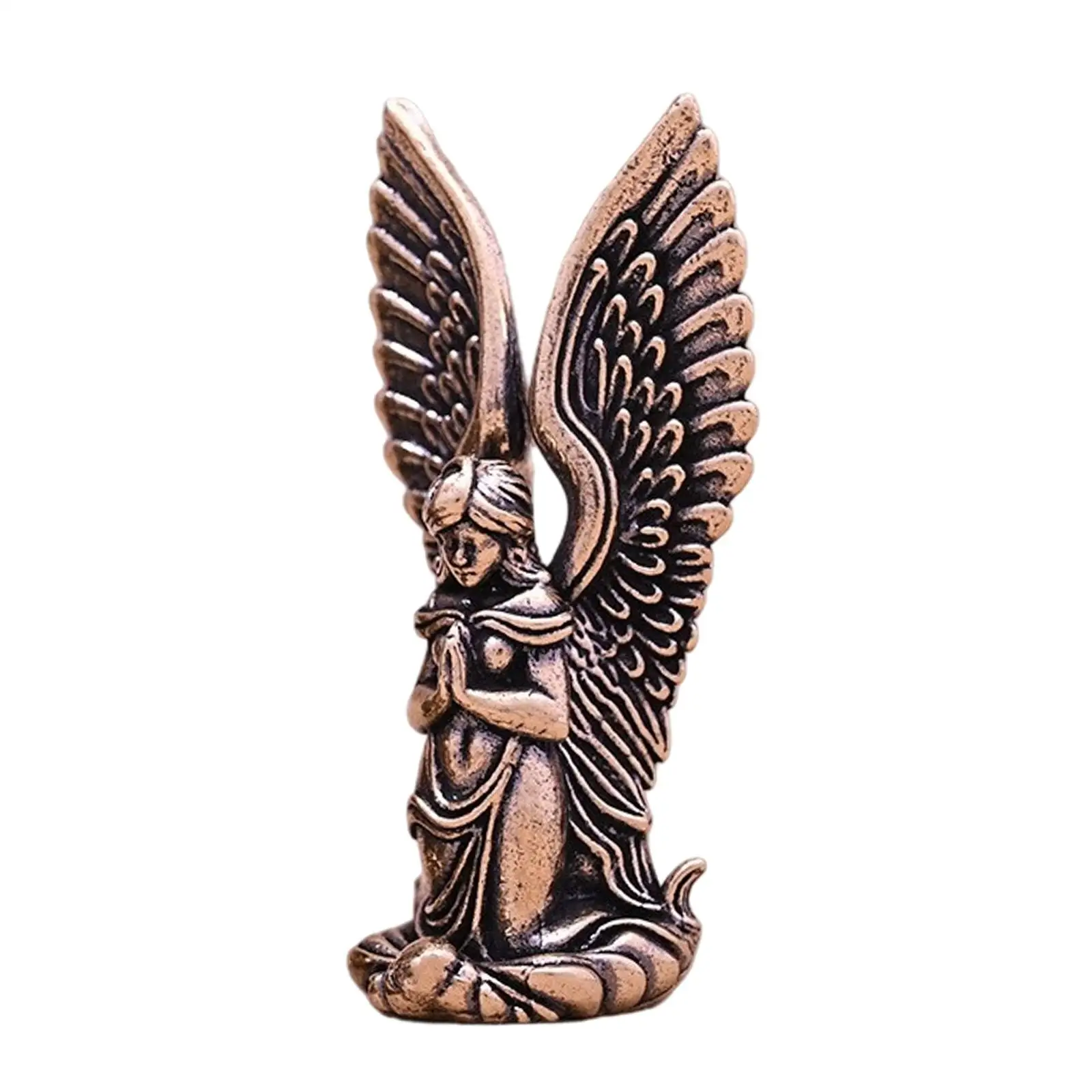 Praying Angel Figurine Angel Wing Statue Decorative Creative Souvenirs Brass Sculpture for Coffee Table Entryway Bedroom