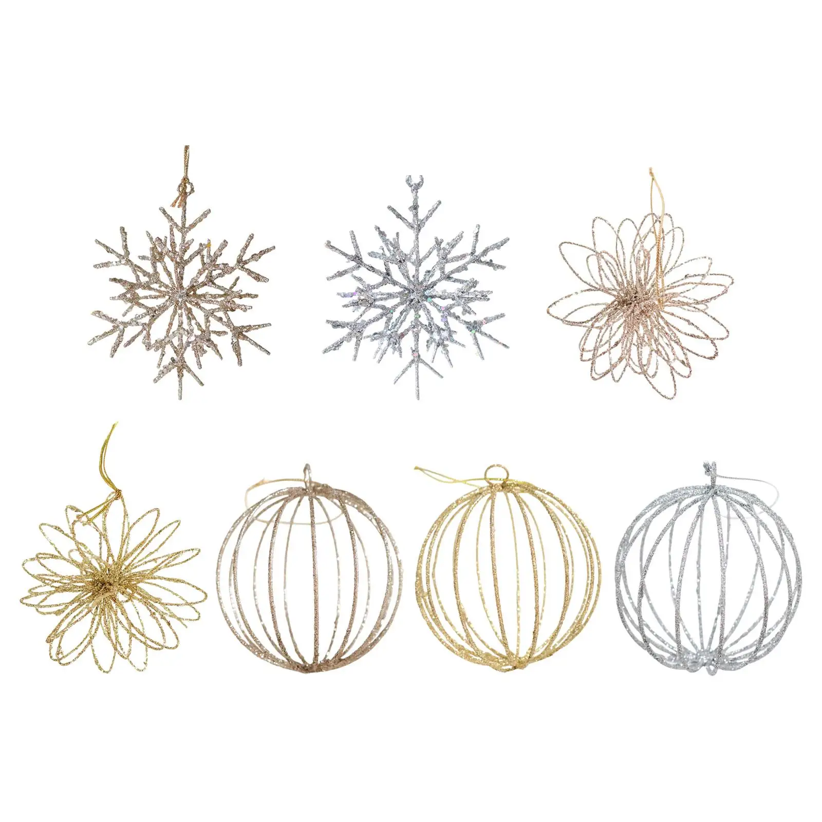 Colgante creativo de copo de nieve de Navidad, adorno de Metal tridimensional para decoración de árbol de Navidad - imagen 2