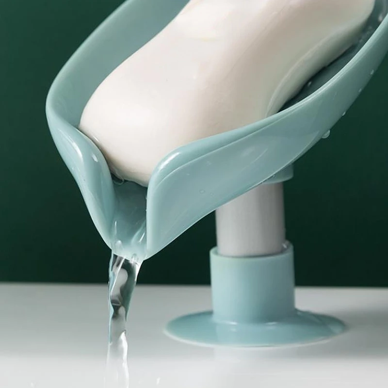 Soporte de jabón antideslizante portátil con forma de hoja, jabonera para ducha de baño, escurridor de cocina, estante de almacenamiento de esponja, bandeja con ventosa - imagen 2