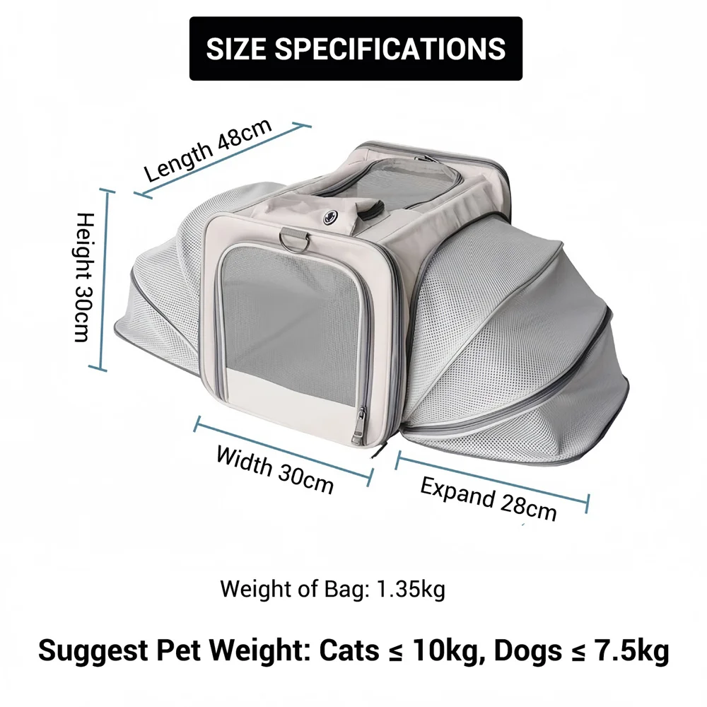 Bolsa transporte expandible para perros y gatos – Aprobada aerolínea - imagen 2