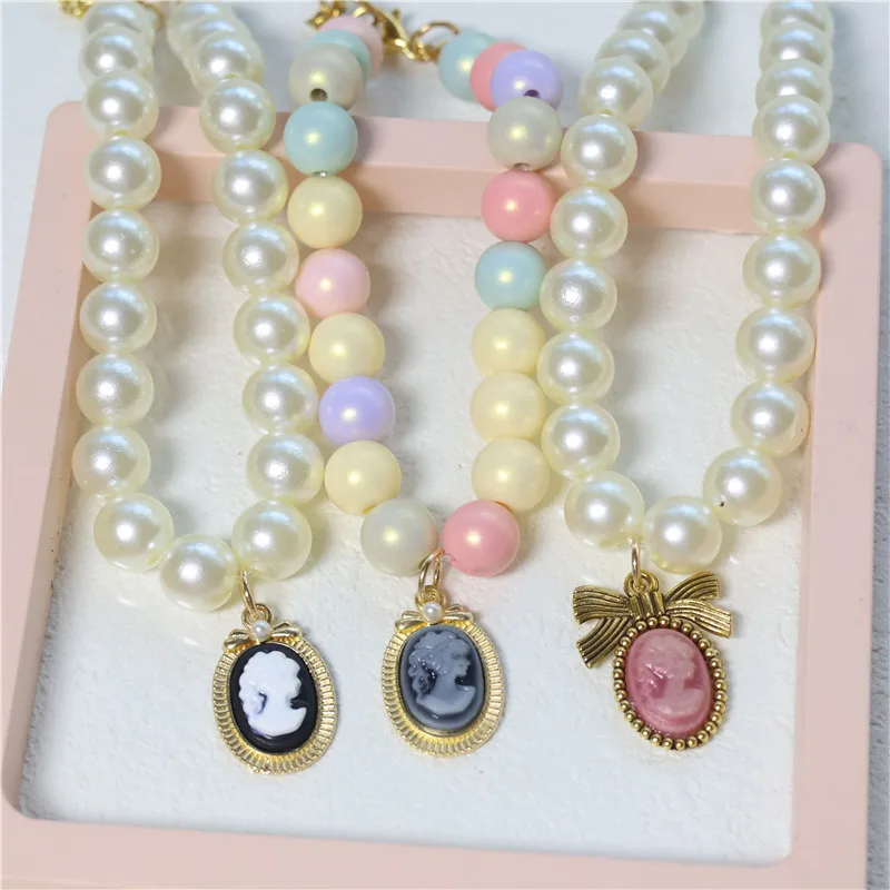 Colgante con retrato Vintage, Collar de perlas para mascotas, lazo Retro de lujo, Collar para perro y gato, accesorio para el cuidado de mascotas - imagen 3