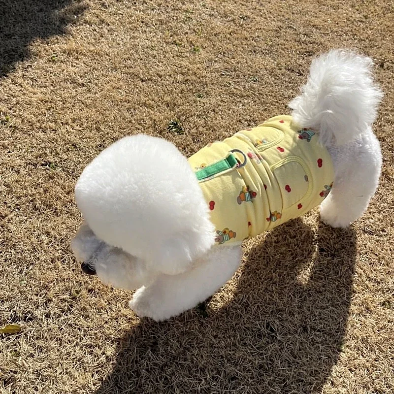 Abrigo de algodón de oso lindo para mascotas, ropa de perro de cuero, chaleco grueso de peluche, no incluye bufanda, camisa Snapback de dibujos animados, ropa cálida para cachorros - imagen 4