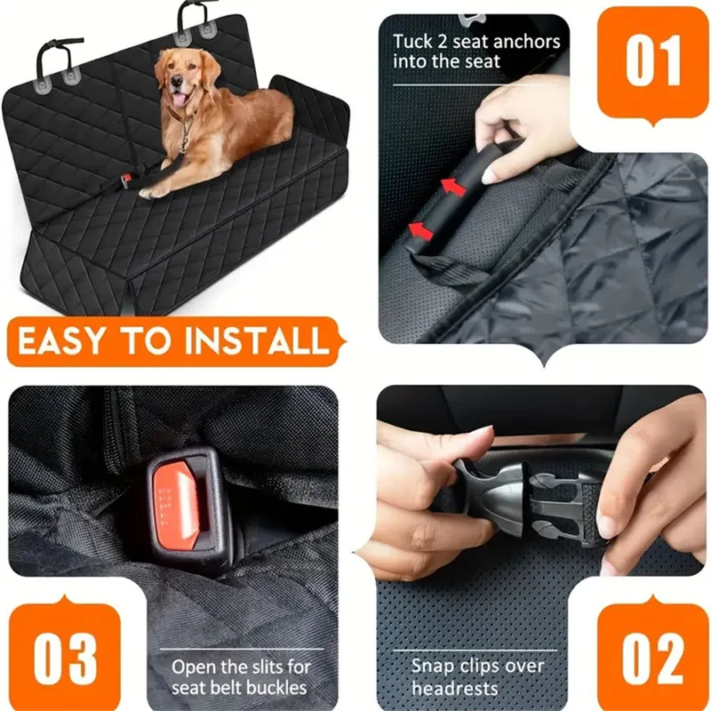 Funda de asiento de perro para asiento trasero de coche, impermeable, Protector de asiento trasero para mascotas, estera antideslizante, portador de seguridad Universal para perros de salida - imagen 4