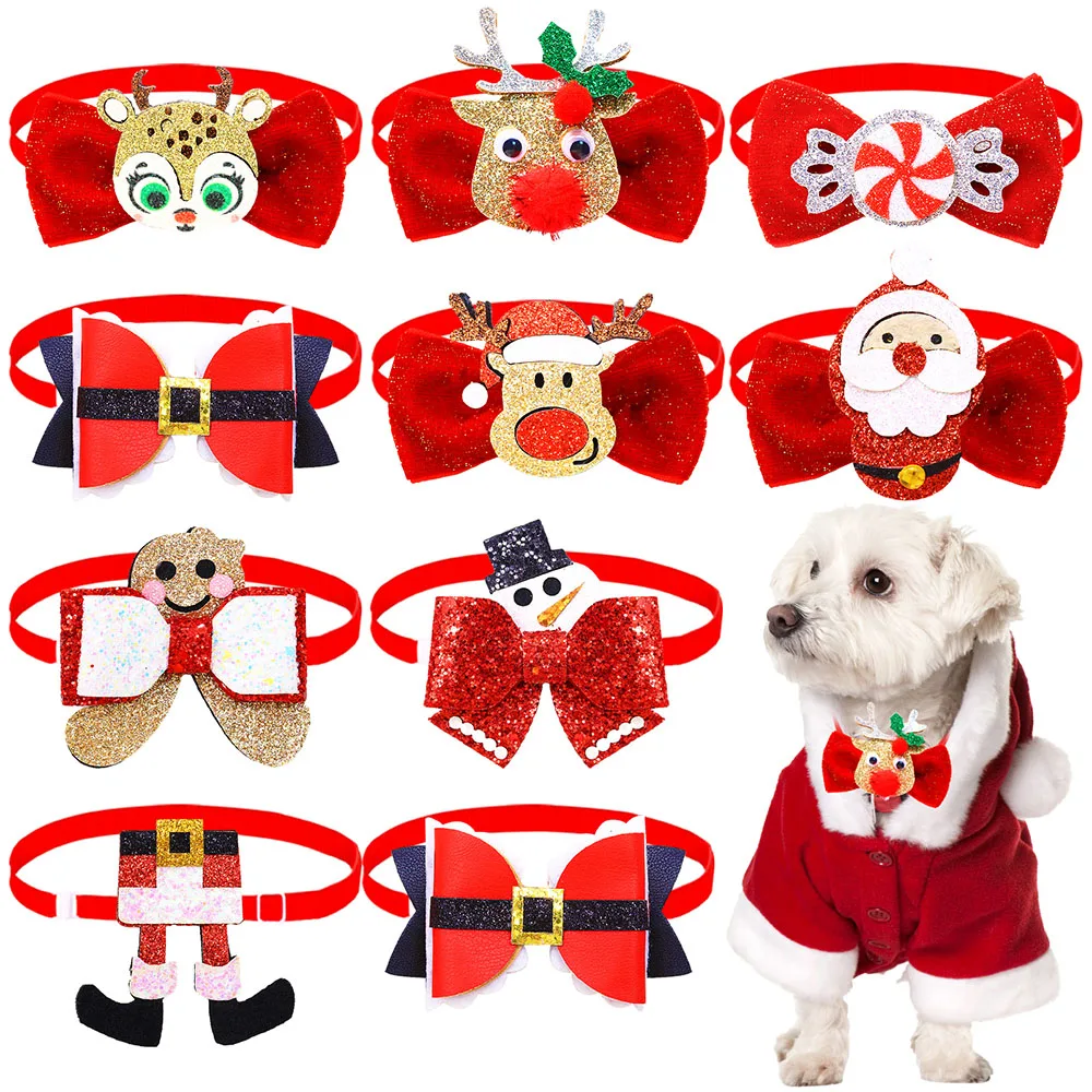 50 Uds. De pajaritas bonitas para perros para Navidad, pajarita navideña a la moda exquisita, corbatas para perros pequeños, accesorios de aseo para mascotas