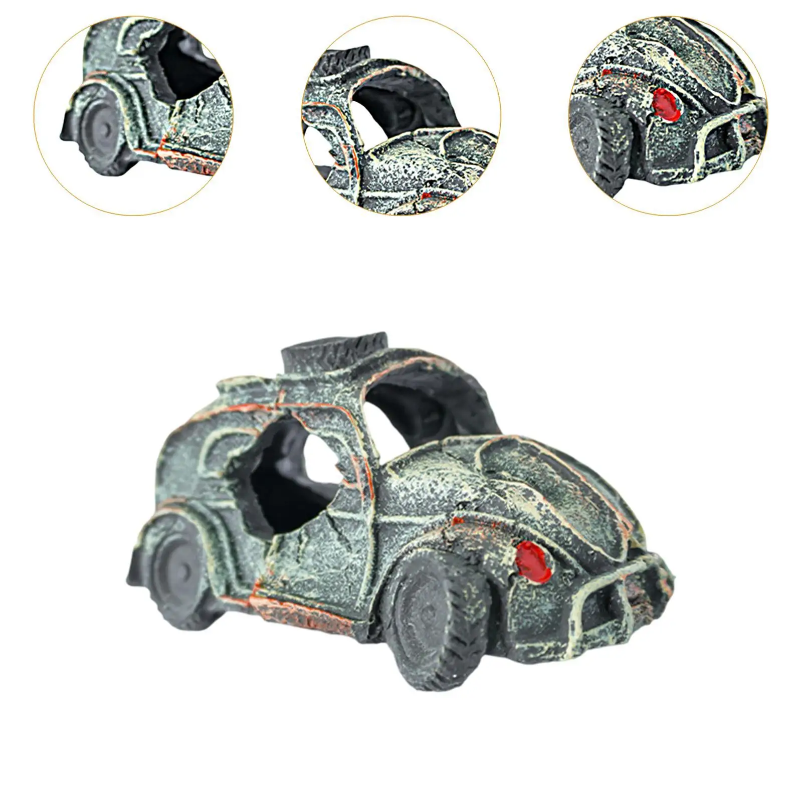 Car Wreck Aquarium Decor Resin Ornament Scenery,Novelty for Rest Play,Figurine,Fishes Tank Decoration Fishes Shrimps Shelter