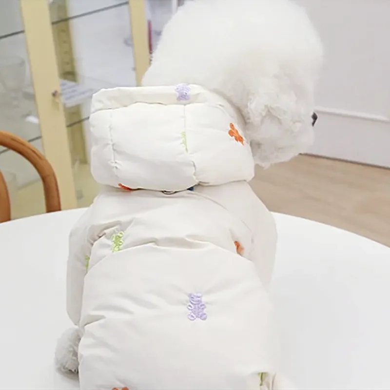 Ropa cálida de invierno para perro, abrigo de algodón con estampado de cuatro patas completo de oso, traje de plumón Schnauzer, chaqueta para cachorro - imagen 5