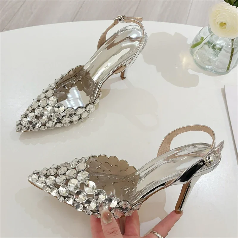 Tacones transparentes con cristales mujer, ideales para fiesta - imagen 2