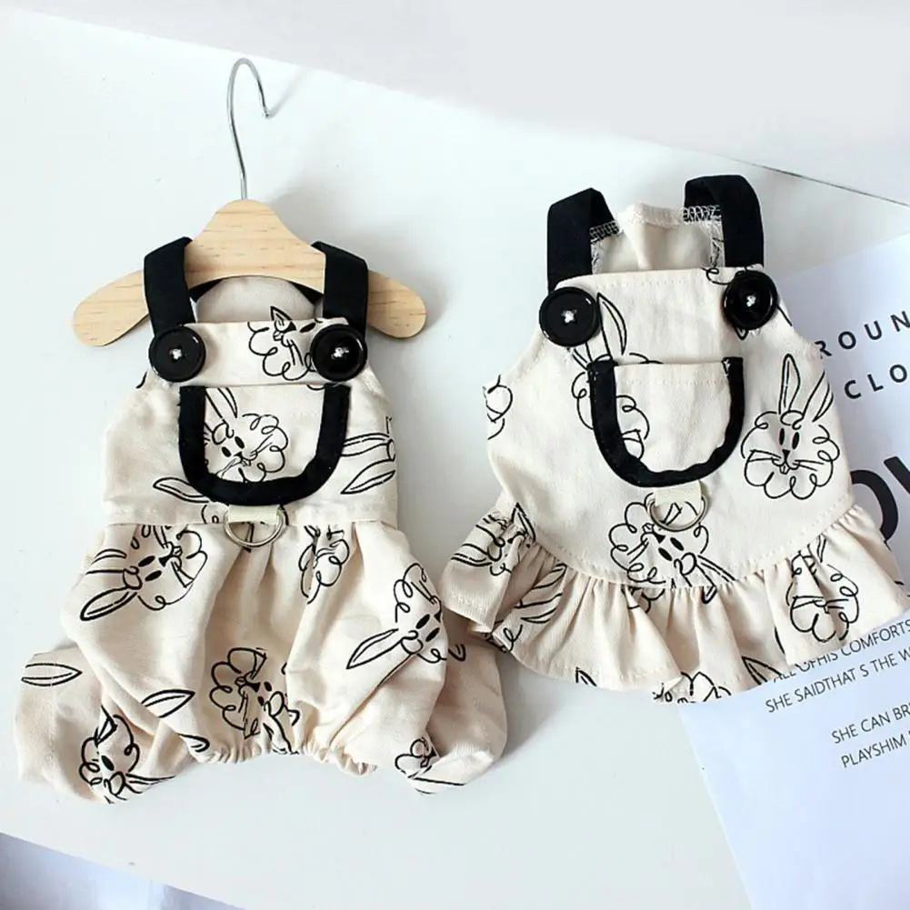 Elegante mono transpirable para mascotas, vestido decorativo lavable con patrón de dibujos animados para perros, Verano - imagen 3