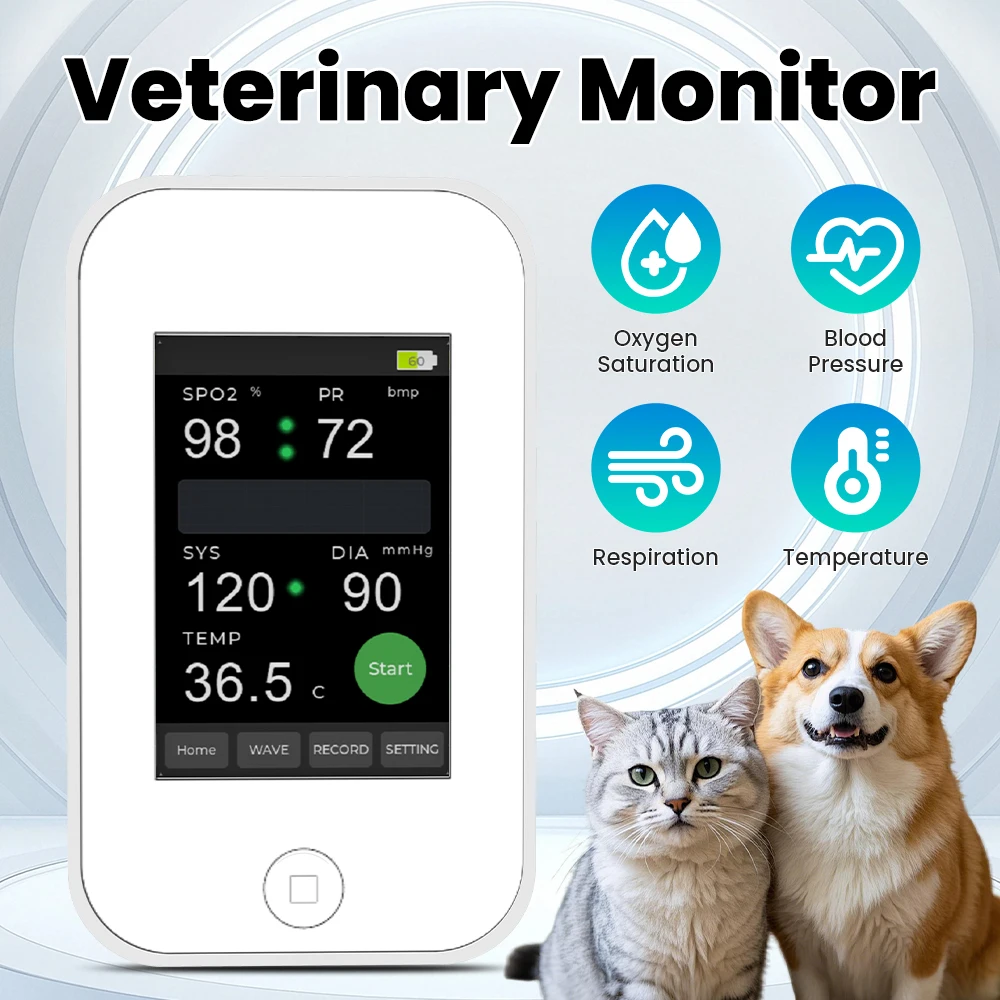 MYD-01 Monitor veterinario con pantalla táctil de 3,5 pulgadas, Animal mascota, NIBP SpO2 PR TEMP, monitoreo de parámetros de señales vitales