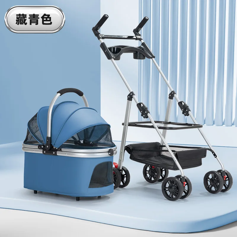 Carro multifuncional para mascotas para perros pequeños y medianos, carrito grande para caminar para viajes al aire libre, portátil y plegable - imagen 5