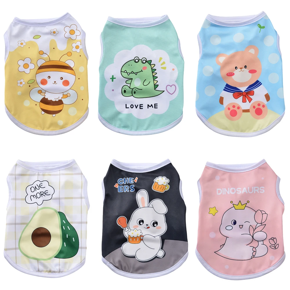 Chaleco con estampado de dibujos animados para perros pequeños y gatos, ropa bonita para mascotas, sin mangas, Pomerania, Chihuahua, Verano - imagen 3