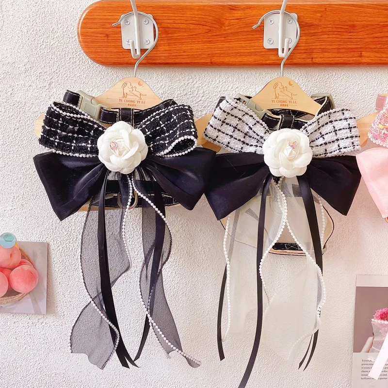 Correa para perro mascota, correa para el pecho con lazo de flores, correa ajustable para caminar al aire libre, arnés para gato, accesorios para mascotas, Collar para gatito, arnés para perro - imagen 2