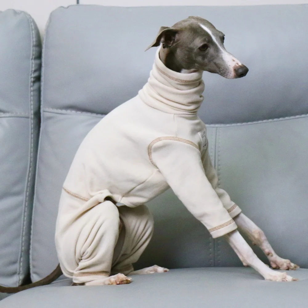 Galgo italiano Wellingtonian Winter Clothes Suave 4 patas Algodón Beige Abrigo para Whippet PrimaveraSudadera de cuello alto para perros - imagen 5