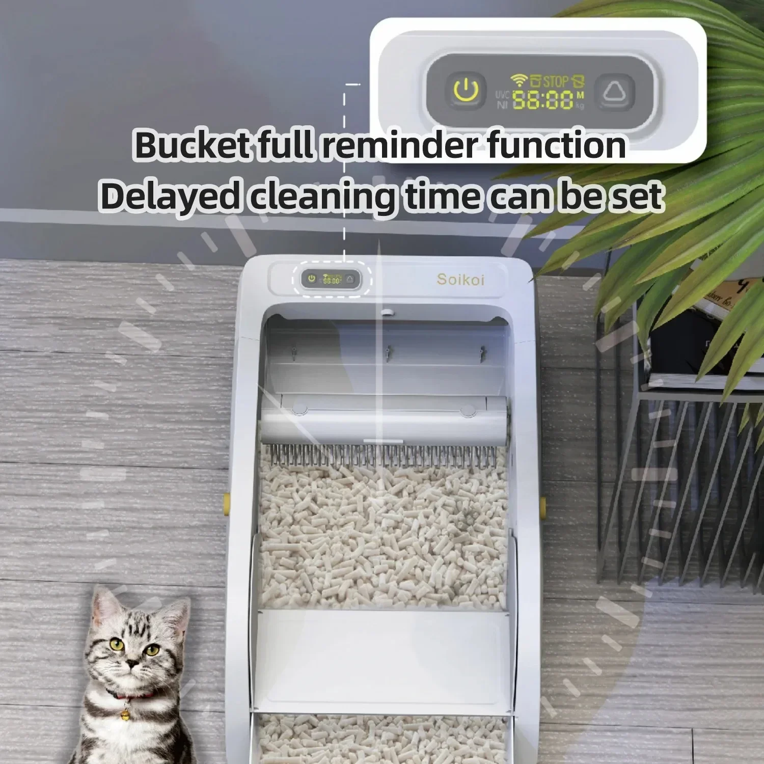 Caja de arena automática para gatos, autolimpiante, caja de arena grande para gatos, aplicación remota, Control, orinales para gatos, cámara Wifi, Sensor infrarrojo de extremo abierto - imagen 4