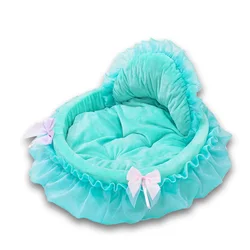 Cama princesa de encaje suave y cálida para perros pequeños