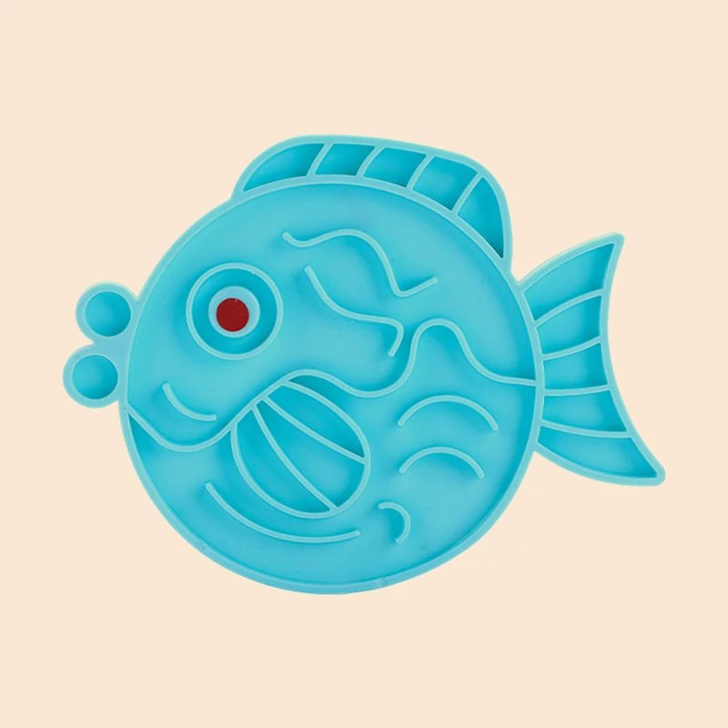 Estera de silicona para lamer mascotas, alimentador lento con succión en forma de pez, Mantel Individual para mascotas, tazón de alimentación de silicona antiasfixia, dispensador de alimentos - imagen 4